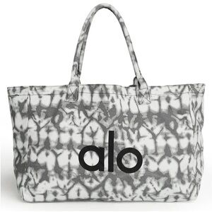 Alo Iconic Shopper tote | oversized heavy-duty canvas grey tie dye bag w…
